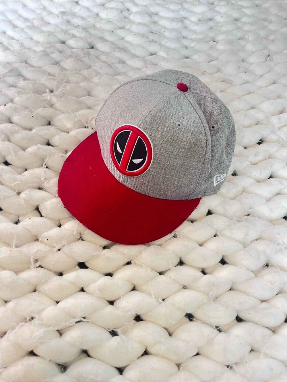 New Era Deadpool Snapback Hat - Gray Crown with Red Brim